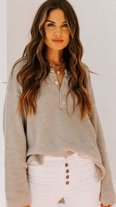 Light Khaki Textured Knit Sweater
