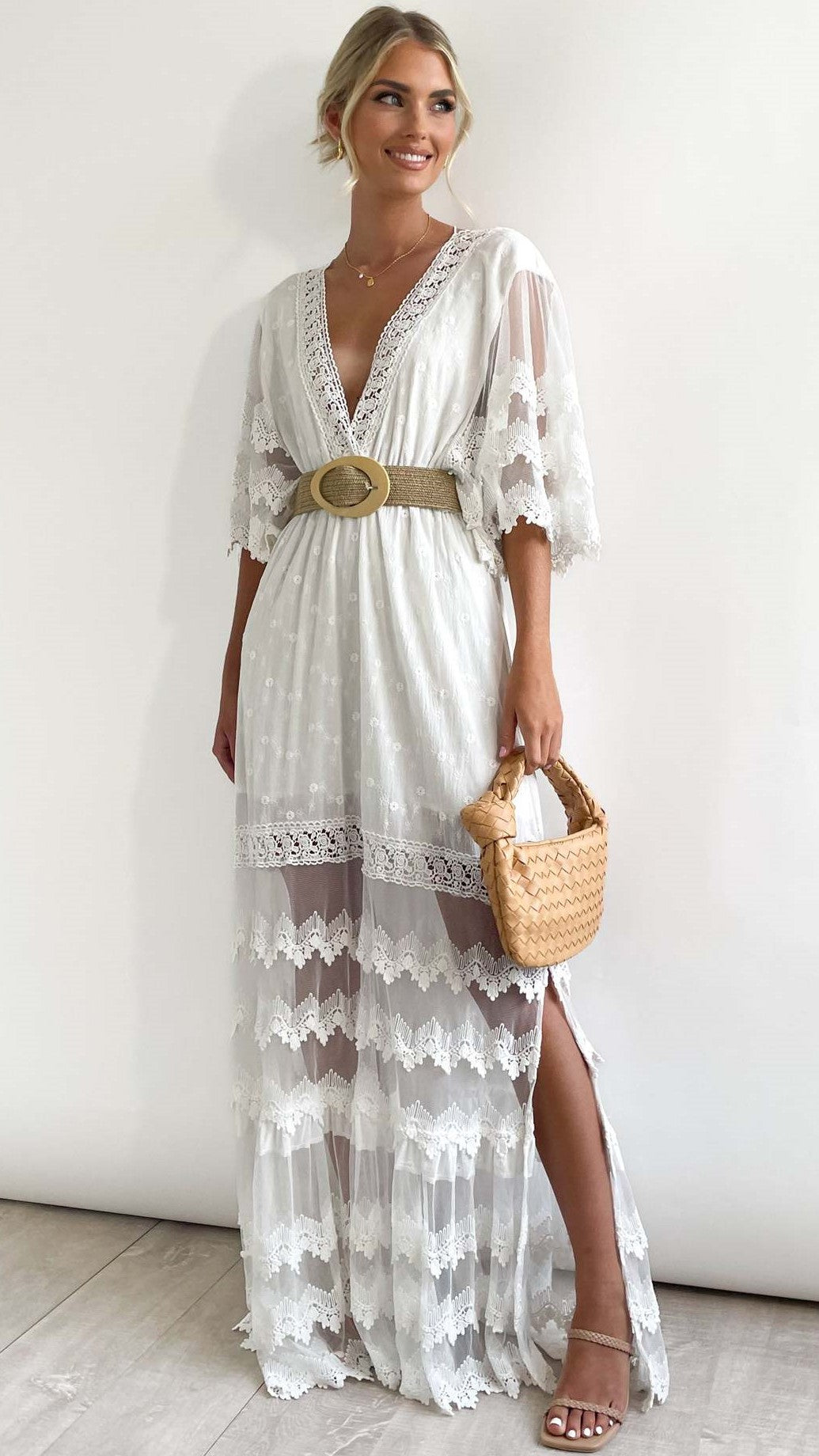 White Crochet Lace Maxi Dress – Groovy Mimi