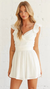 White Surplice Mini Dress