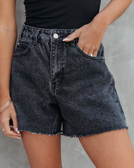 Black Raw Edge Denim Shorts