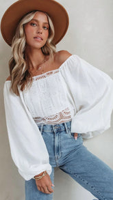 White Bowtie Back Crop Top