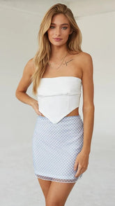 White Strapless Crop Top