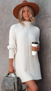 Ivory Tunic Knit Sweater Dress