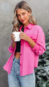Hot Pink Button Down Jacket