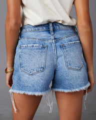 Royal Blue Destroyed Denim Shorts