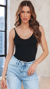 Black Knit Crop Tank Top
