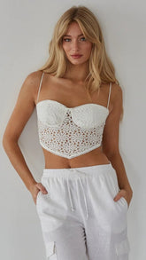 White Crochet Lace Tank Top