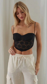 Black Crochet Lace Tank Top