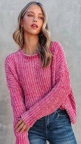 Pink Ribbed Knit Sweater