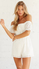 White Off Shoulder Rompers