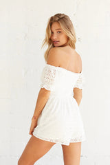 White Off Shoulder Rompers