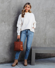 Cream Mock Neck Sweatshirt