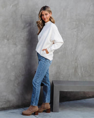 Cream Mock Neck Sweatshirt