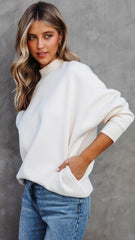 Cream Mock Neck Sweatshirt