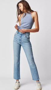 Light Blue Denim Straight Jeans