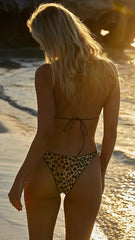 Brown Animal Print Triangle Bikini Sets