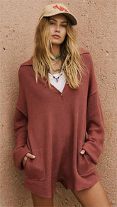 Brown Ribbed Knit Rompers