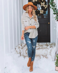 Stone Button Down Corduroy Shacket