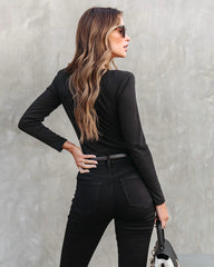 Black Plunging Neckline Top