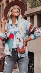 Blue Colorblocked Denim Jacket