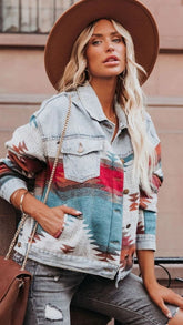 Blue Colorblocked Denim Jacket