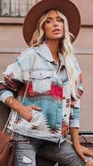 Blue Colorblocked Denim Jacket