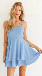 Blue Slip Mini Dress