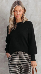 Black Knit Pullover Top