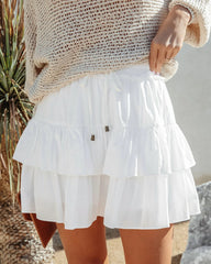 White Tiered Withdraw Mini Skirt