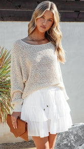 White Tiered Withdraw Mini Skirt