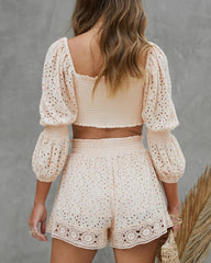 Light Peach Crochet Lace Shorts