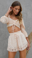 Light Peach Crochet Lace Shorts