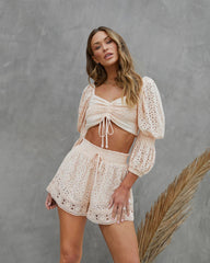 Light Peach Crochet Lace Shorts
