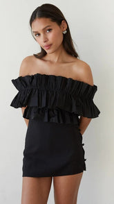 Black Off Shoulder Crop Top