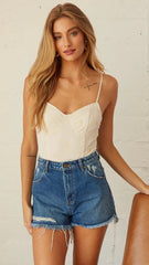 Deep Blue Destroyed Denim Shorts