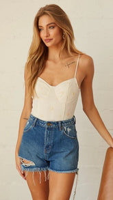 Deep Blue Destroyed Denim Shorts