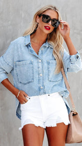Light Blue Denim Button Down Jacket
