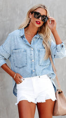 Light Blue Denim Button Down Jacket