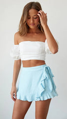 Blue Wrap Mini Skort
