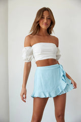 Blue Wrap Mini Skort