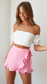 Pink Wrap Mini Skort