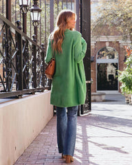 Green Knit Open Front Cardigan