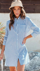 Blue Striped Button Down Shirt