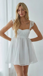 White Bustier Babydoll Mini Dress