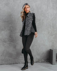 Heather Black Tweed Vest