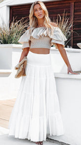 White Tiered Maxi Skirt