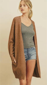 Camel Open Front Cardigan