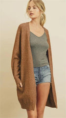 Camel Open Front Cardigan