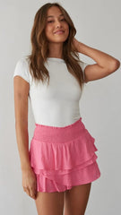 Pink Ruffle Mini Skort