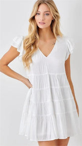 White Tiered Mini Dress